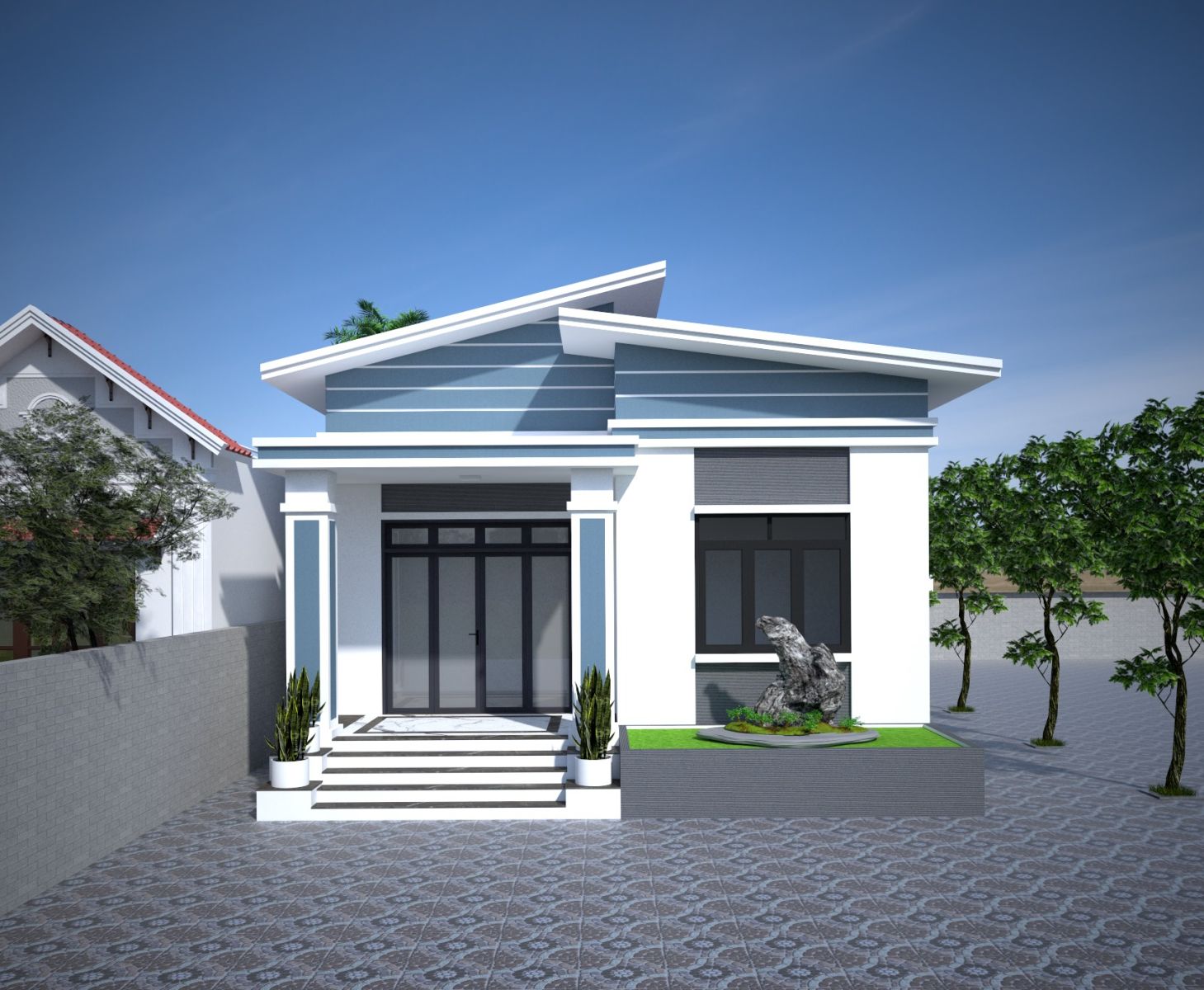 nhà cấp 4 mái lệch