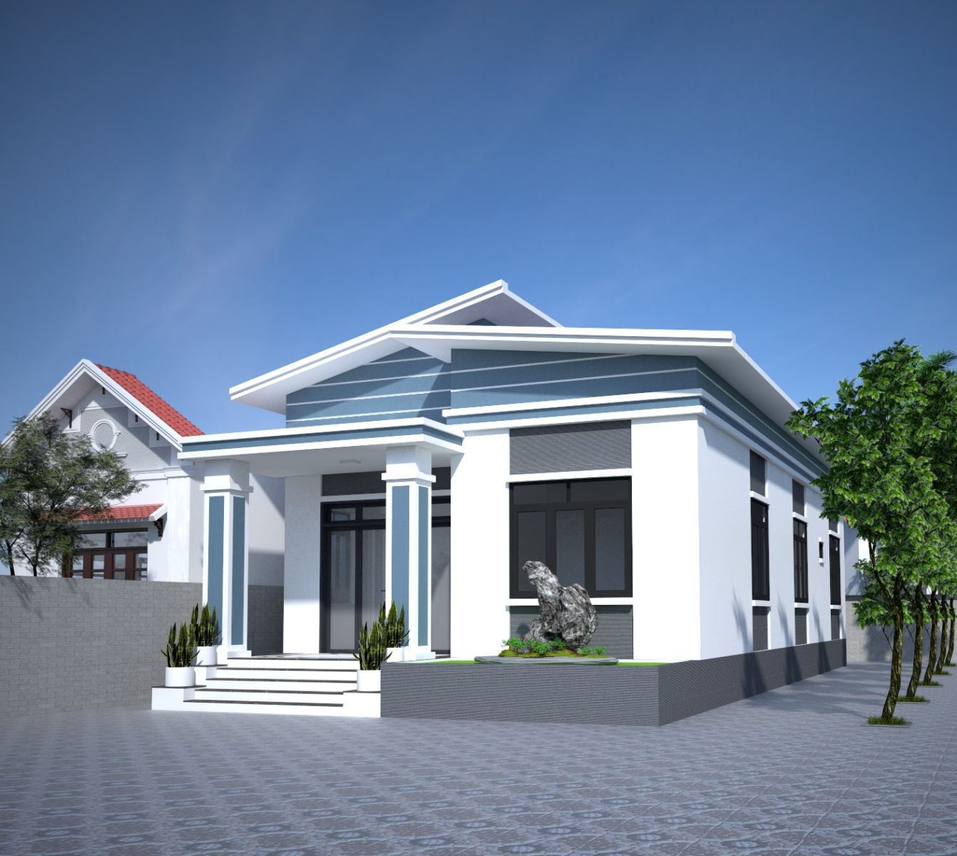 nhà cấp 4 mái lệch